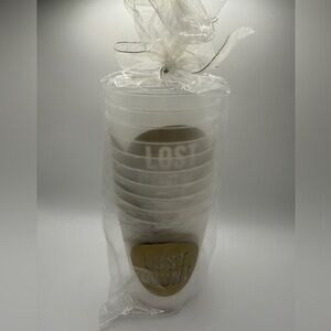 Set of 10 "Lost Count" Reusable Hard Plastic Birthday Party Cups – Frosted Gold